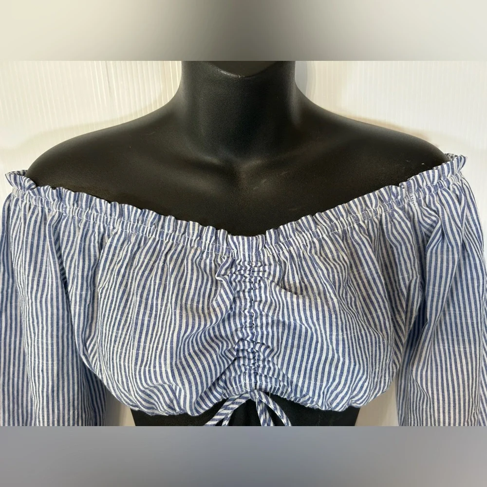Adika Striped Off Shoulder Crop Top Size XS-S NWT
